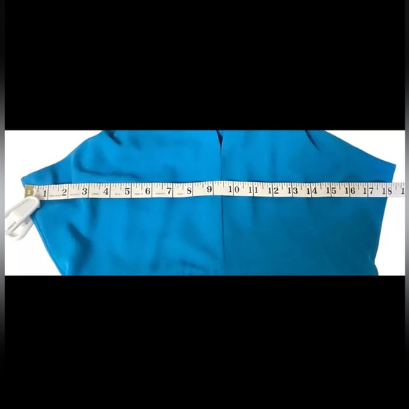 Belle Badgley Mischka Maxi Dress Womens 10 Leg Reveal Blue Halter Scarf Tie Back - Picture 11 of 16